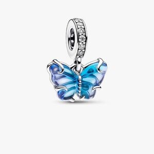 Blue Murano Glass Butterfly Dangle Charm PANDORA
